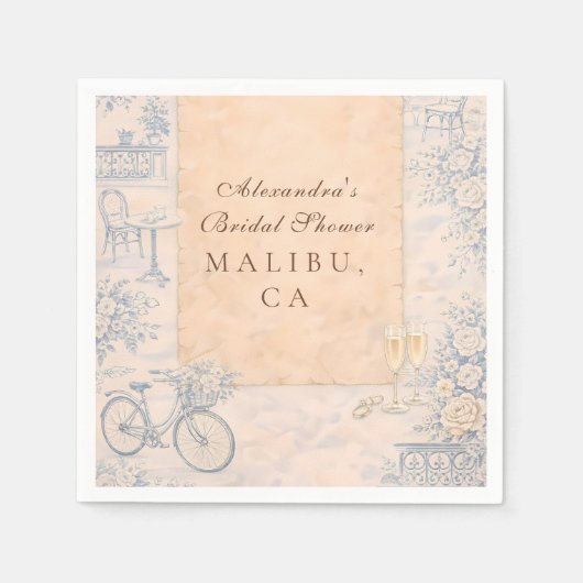 Romantic Paris Bridal Shower Serviette (Vorderseite)