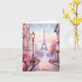 Romantic Paris France – Eiffel Tower Floral Karte (Gelbe Blume)
