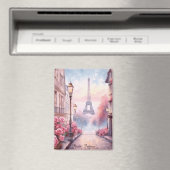 Romantic Paris France – Eiffel Tower Floral Magnet (In Situ (Geschirrspüler))