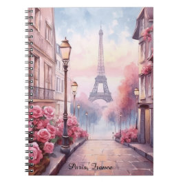 Romantic Paris France – Eiffel Tower Floral Notizblock