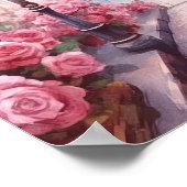 Romantic Paris France – Eiffel Tower Floral Poster (Ecke)