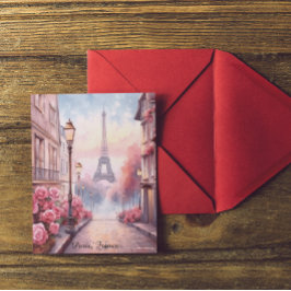 Romantic Paris France – Eiffel Tower Floral Postkarte