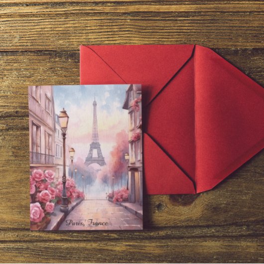 Romantic Paris France – Eiffel Tower Floral Postkarte
