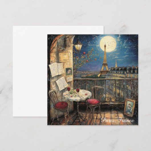 Romantic Paris France Eiffel Tower Illustration (Vorne/Hinten)