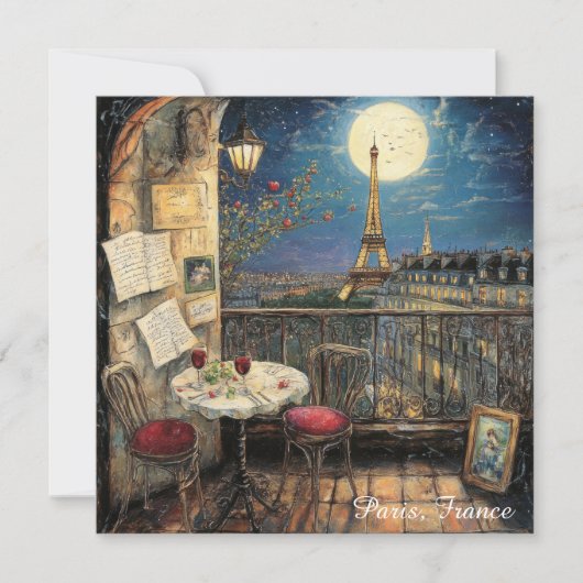 Romantic Paris France Eiffel Tower Illustration (Vorderseite)