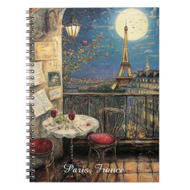 Romantic Paris France Eiffel Tower Illustration Notizblock