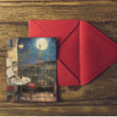 Romantic Paris France Eiffel Tower Illustration Postkarte