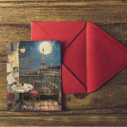 Romantic Paris France Eiffel Tower Illustration Postkarte