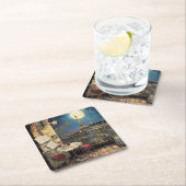 Romantic Paris France Eiffel Tower Illustration Rechteckiger Pappuntersetzer (Vor Ort)