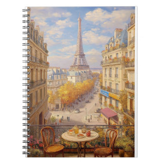 Romantic Parisian Balcony View Oil Painting Notizblock