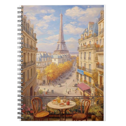 Romantic Parisian Balcony View Oil Painting Notizblock (Vorderseite)