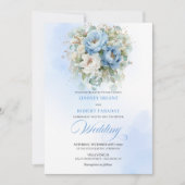 Romantic Pastel Blue Peony Eucalyptus Gold Wedding Einladung (Vorderseite)