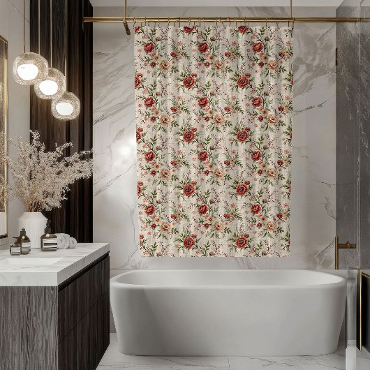 Romantic Pastel Curtain Shabby Chic Bloom Design Duschvorhang