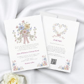 Romantic Pastel Floral all in one wedding qr code  Einladung