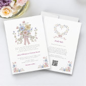 Romantic Pastel Floral all in one wedding qr code  Einladung