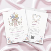 Romantic Pastel Floral all in one wedding qr code  Einladung
