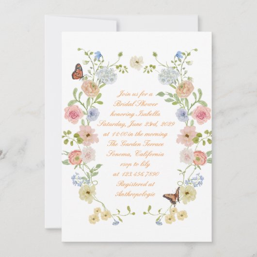 Romantic Pastel Floral Bridal Shower Invitation Einladung (Vorderseite)
