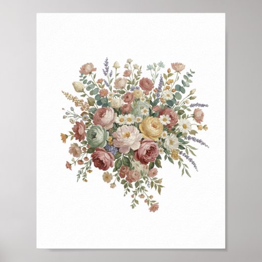 Romantic Pastel Floral Canvas Print Poster (Vorne)