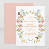 Romantic Pastel Floral Rehearsal Dinner Invite Einladung (Vorne/Hinten)