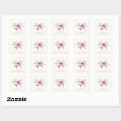 Romantic Pastel Floral Watercolor Quadratischer Aufkleber (Blatt)