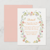 Romantic Pastel Floral Wedding Details Card Begleitkarte (Vorne/Hinten)