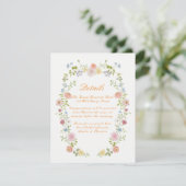 Romantic Pastel Floral Wedding Details Card Begleitkarte (Stehend Vorderseite)