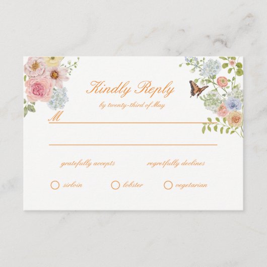 Romantic Pastel Floral Wedding RSVP Card Begleitkarte (Vorderseite)