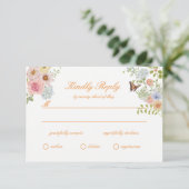 Romantic Pastel Floral Wedding RSVP Card Begleitkarte (Stehend Vorderseite)