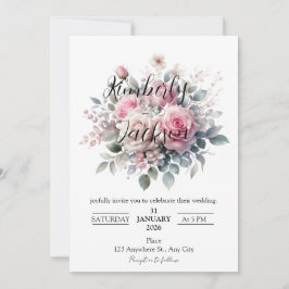 Romantic Pastel Pink Rose Floral Einladung
