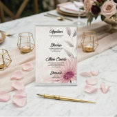 Romantic Pastel Purple Daisy Wedding Menu Menükarte