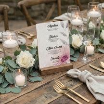 Romantic Pastel Purple Daisy Wedding Menu