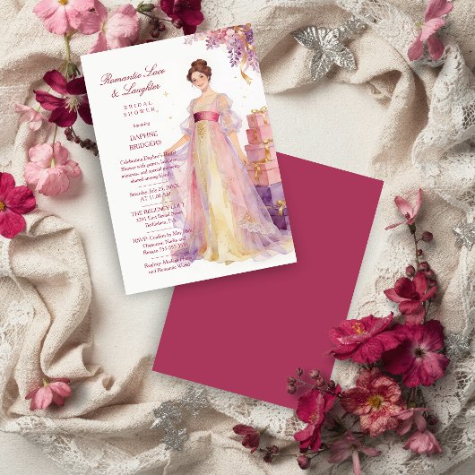 Romantic Pastel Regency Lady Floral Wisteria Einladung