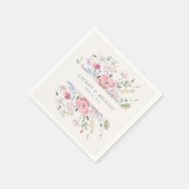 Romantic Pastel Watercolor Floral Wedding Napkins Serviette (Ecke)