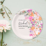 Romantic pastel wild flowers spring bridal shower pappteller<br><div class="desc">Romantic pastel wild flowers spring summer bridal shower plate with pretty wild country flowers in pink,  peach,  purple,  lavender,  green leaves and more,  with a brushed script typography on an elegant editable soft pastel pink background.</div>