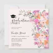 Romantic pastel wildflowers spring graduation einladung (Vorderseite)