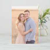 Romantic Peach Blue Photo Einladung (Stehend Vorderseite)