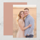 Romantic Peach Blue Photo Einladung (Vorne/Hinten)