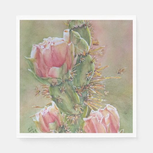 ROMANTIC PEACH CACTUS BLUME PARTY SERVIETTE (Vorderseite)