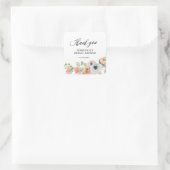 Romantic Peach Floral Bridal Shower Quadratischer Aufkleber (Tasche)