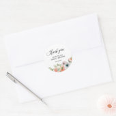 Romantic Peach Floral Bridal Shower Runder Aufkleber (Umschlag)