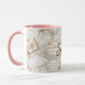 Romantic Peach Floral Letters Tasse (Links)