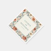 Romantic Peach Floral Serviette (Ecke)