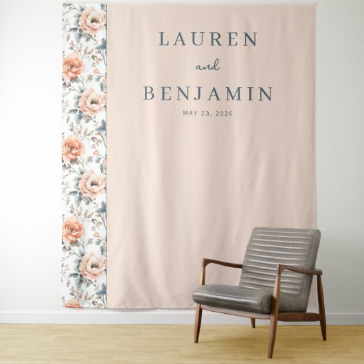 Romantic Peach Floral Wandteppich (Beispiel)