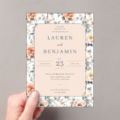 Romantic Peach Floral Wedding Invitation Acryleinladungen (Insitu (Handheld))