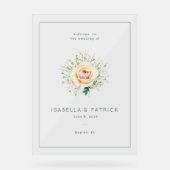 Romantic Peach Floral Wedding Invitation Acrylschild (Vorderseite)