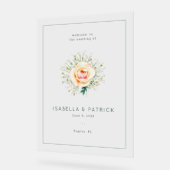 Romantic Peach Floral Wedding Invitation Acrylschild (Winkel)