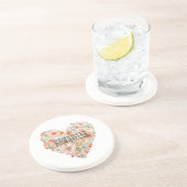 Romantic Peach Mint Floral Heart Getränkeuntersetzer (Seite)