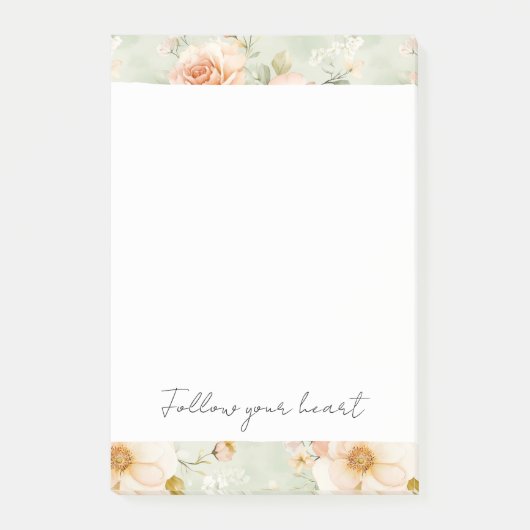 Romantic Peach Mint Pretty Roses Floral Post-it Klebezettel (Vorderseite)