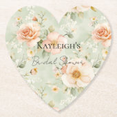 Romantic Peach Mint Roses Floral Bridal Shower Untersetzer (Vorderseite)