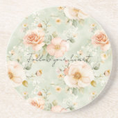 Romantic Peach Mint Roses Floral Getränkeuntersetzer (Vorne)